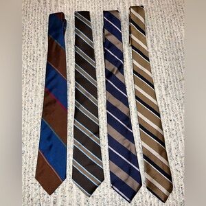 Set of 4 Vintage Men's Brown and Blue Striped Ties
